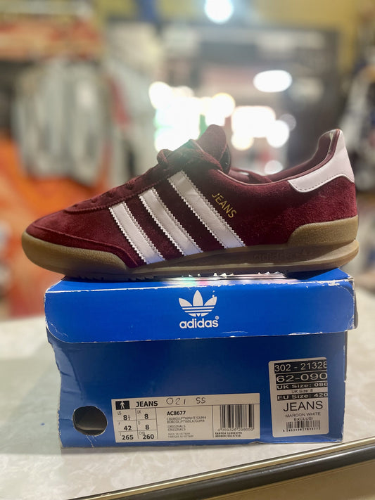 Adidas Jeans Trainers Burgundy/White