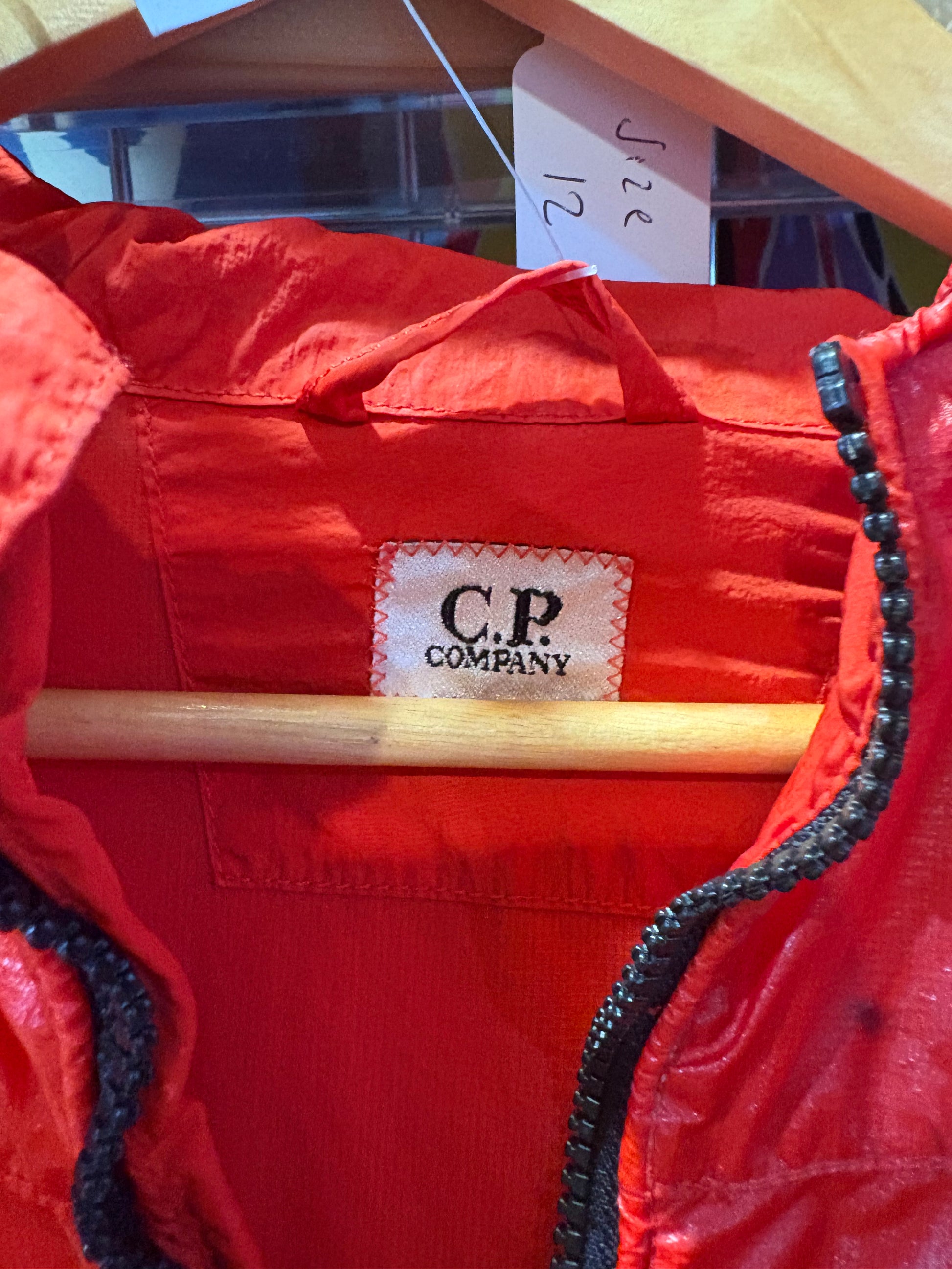 C.P. Company Cristal Smock Jacket Red - interior showing woven CP Company badge