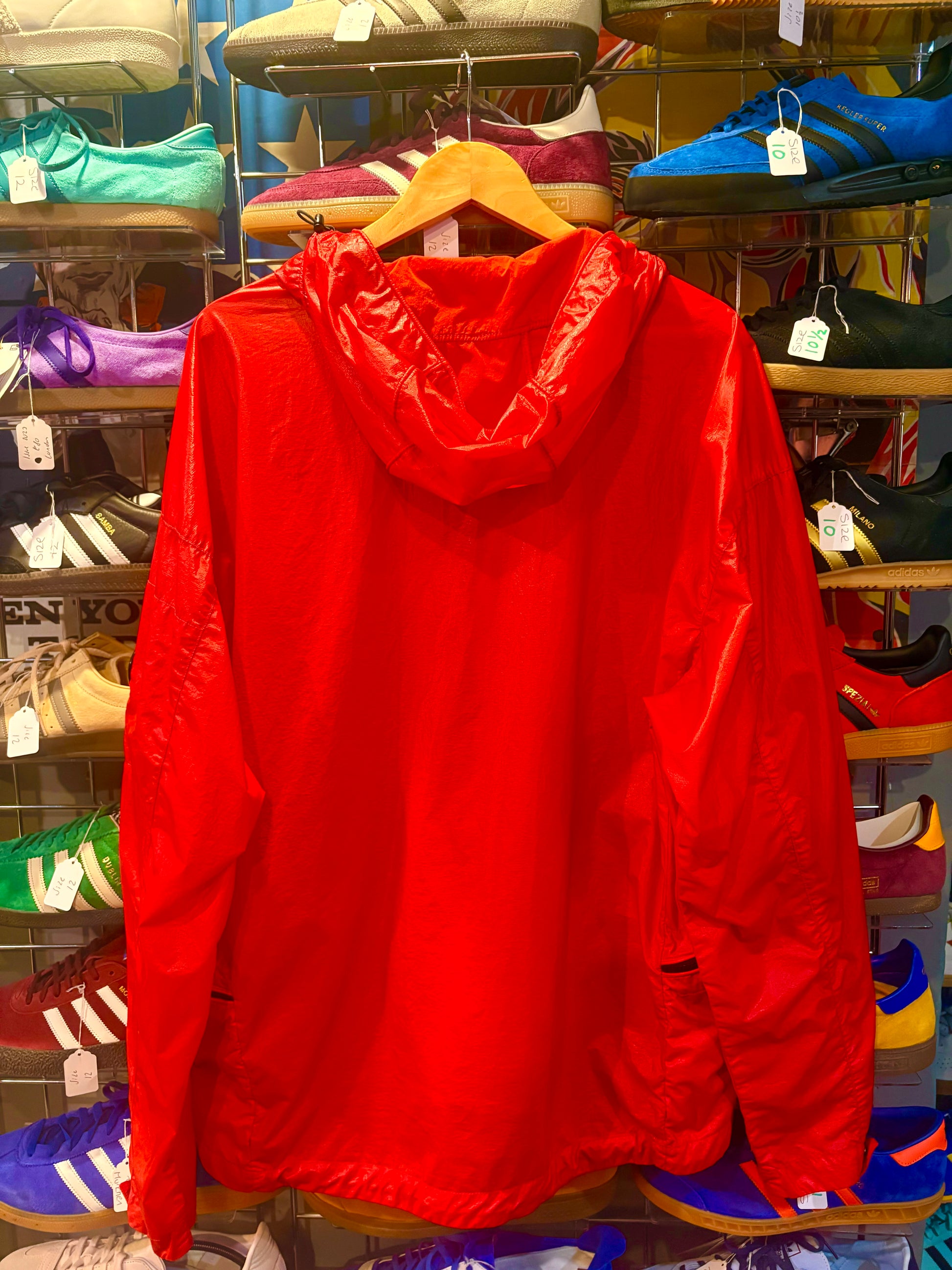 C.P. Company Cristal Smock Jacket Red - rear view showing full silhouette and hood