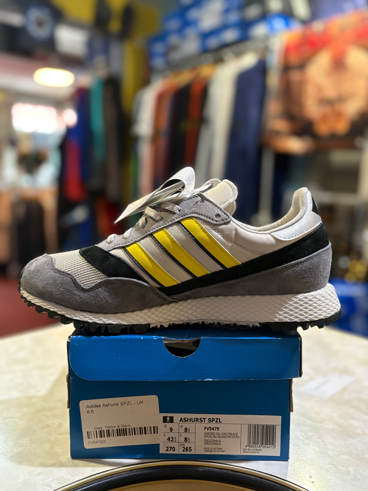 Adidas Ashurst SPZL FV5479 grey yellow black trainers in original box