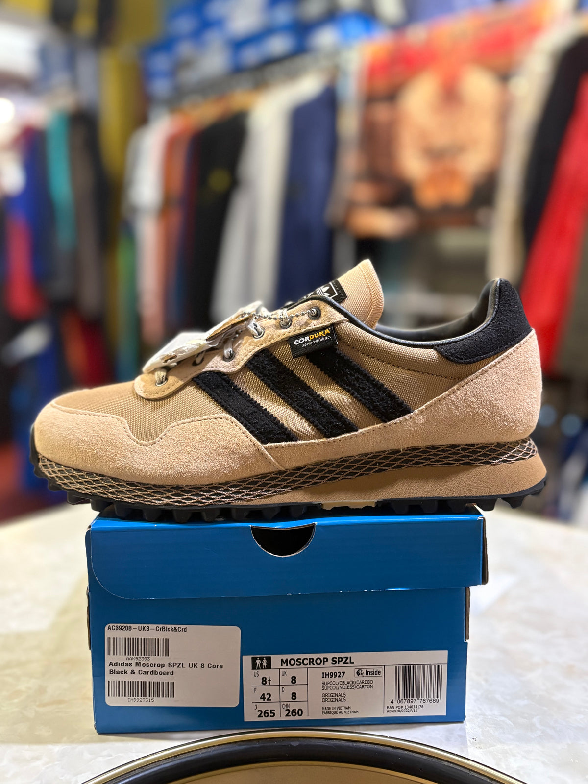 Adidas Moscrop SPZL H9927 Core Black Cardboard trainers in original box