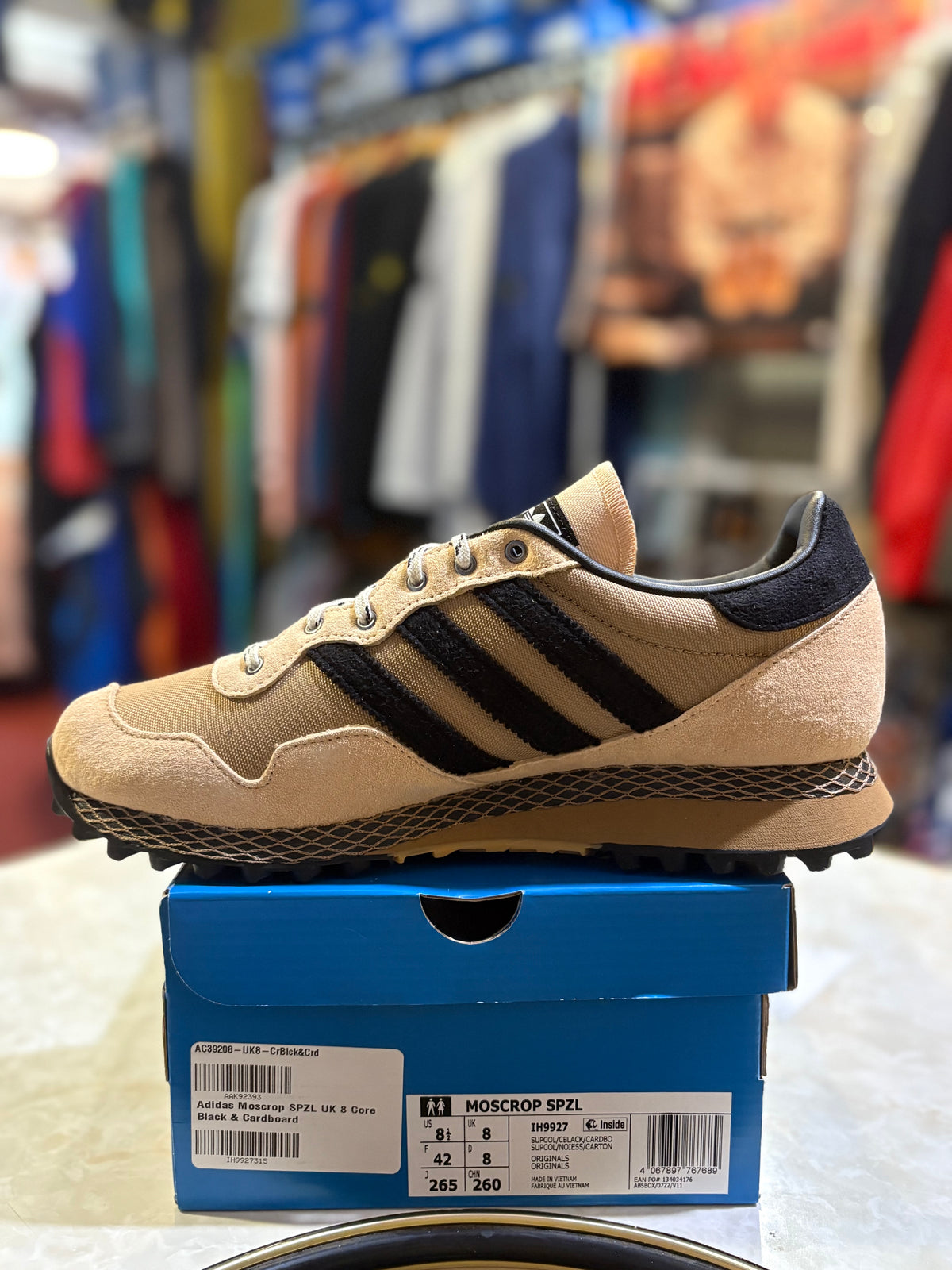 Adidas Moscrop SPZL H9927 Core Black Cardboard trainers side view