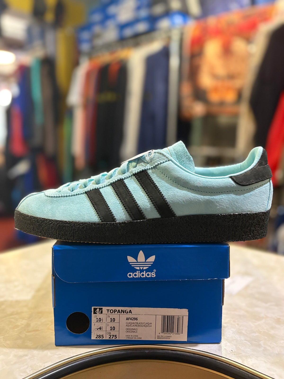 Adidas Topanga AF4296 Clear Aqua Core Black trainers side view