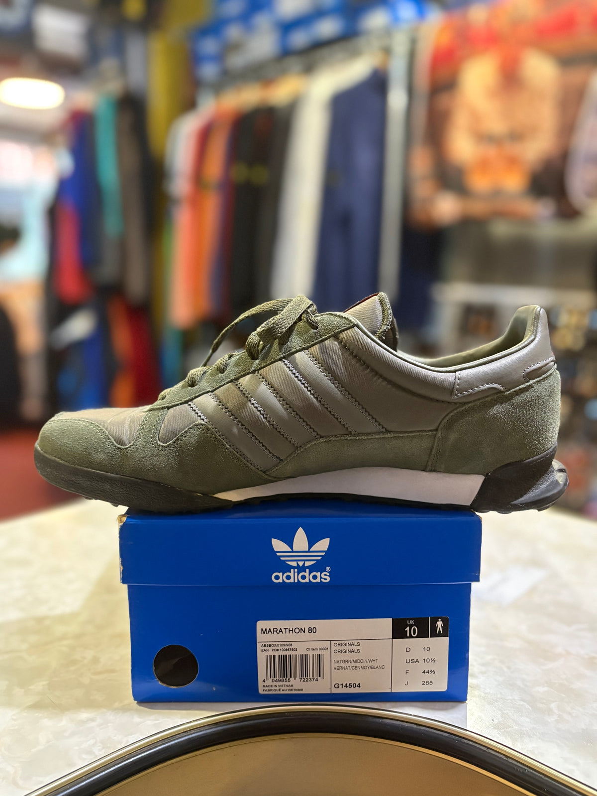 Adidas Marathon 80 G14504 Natural Green UK 10 with original box label