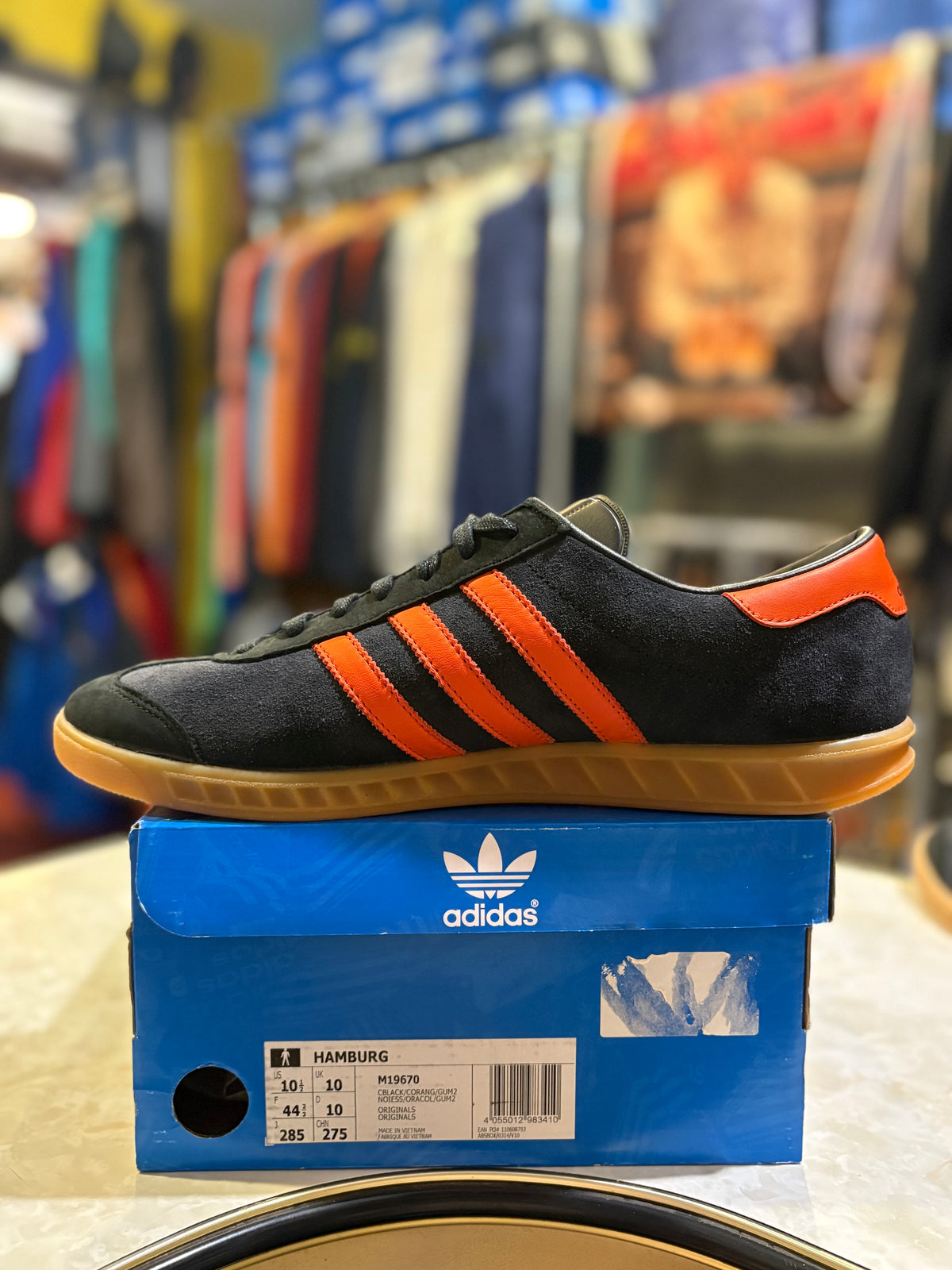 Adidas Hamburg - Core Black / Collegiate Orange / Gum 2 - UK 10