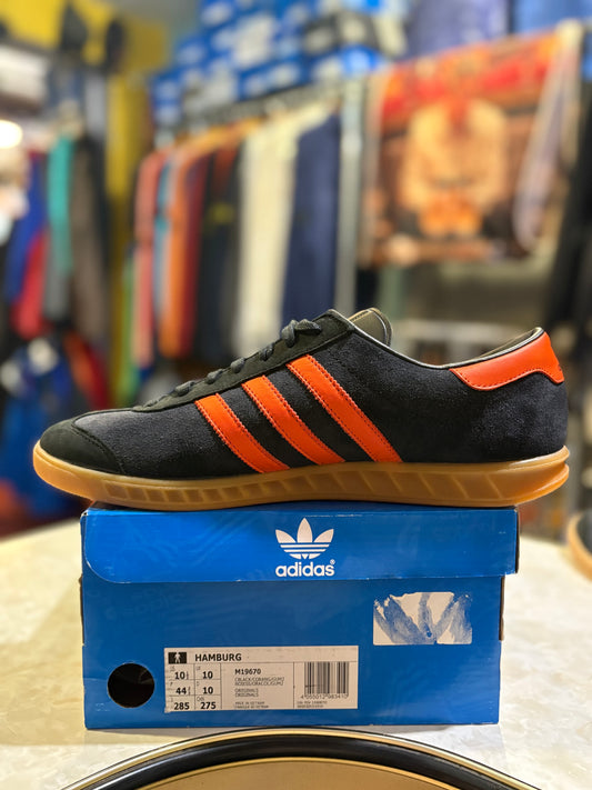 Adidas Hamburg - Core Black / Collegiate Orange / Gum 2 - UK 10