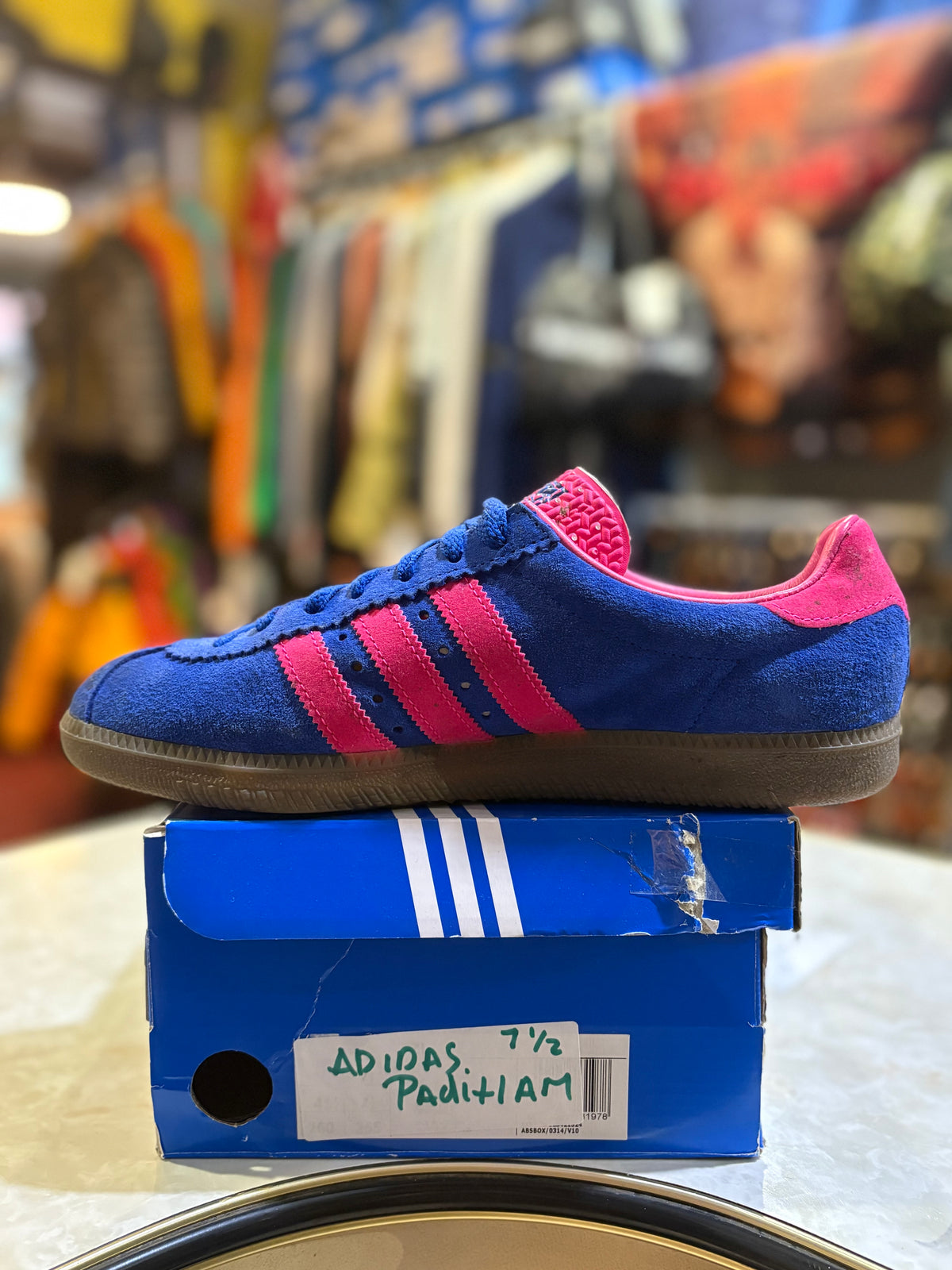 Adidas Padiham EF5715 Team Royal Blue and Shock Pink with gum sole, UK 7.5