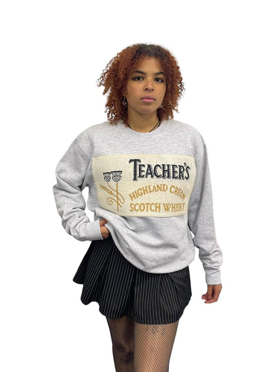 Reworked Retro Teacher's Whiskey Logo Sweatshirt