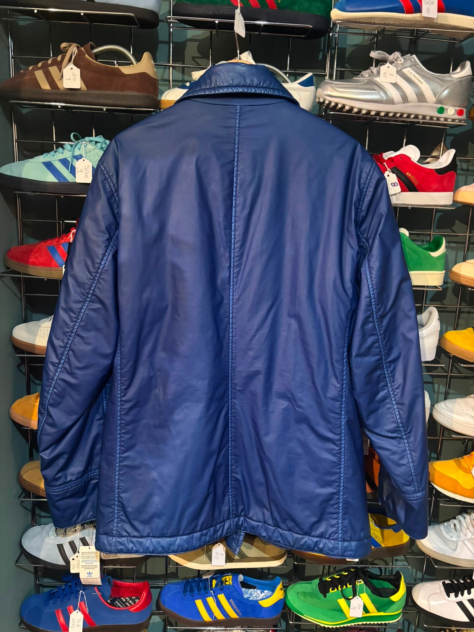 Stone Island quilted double-breasted jacket navy - back view