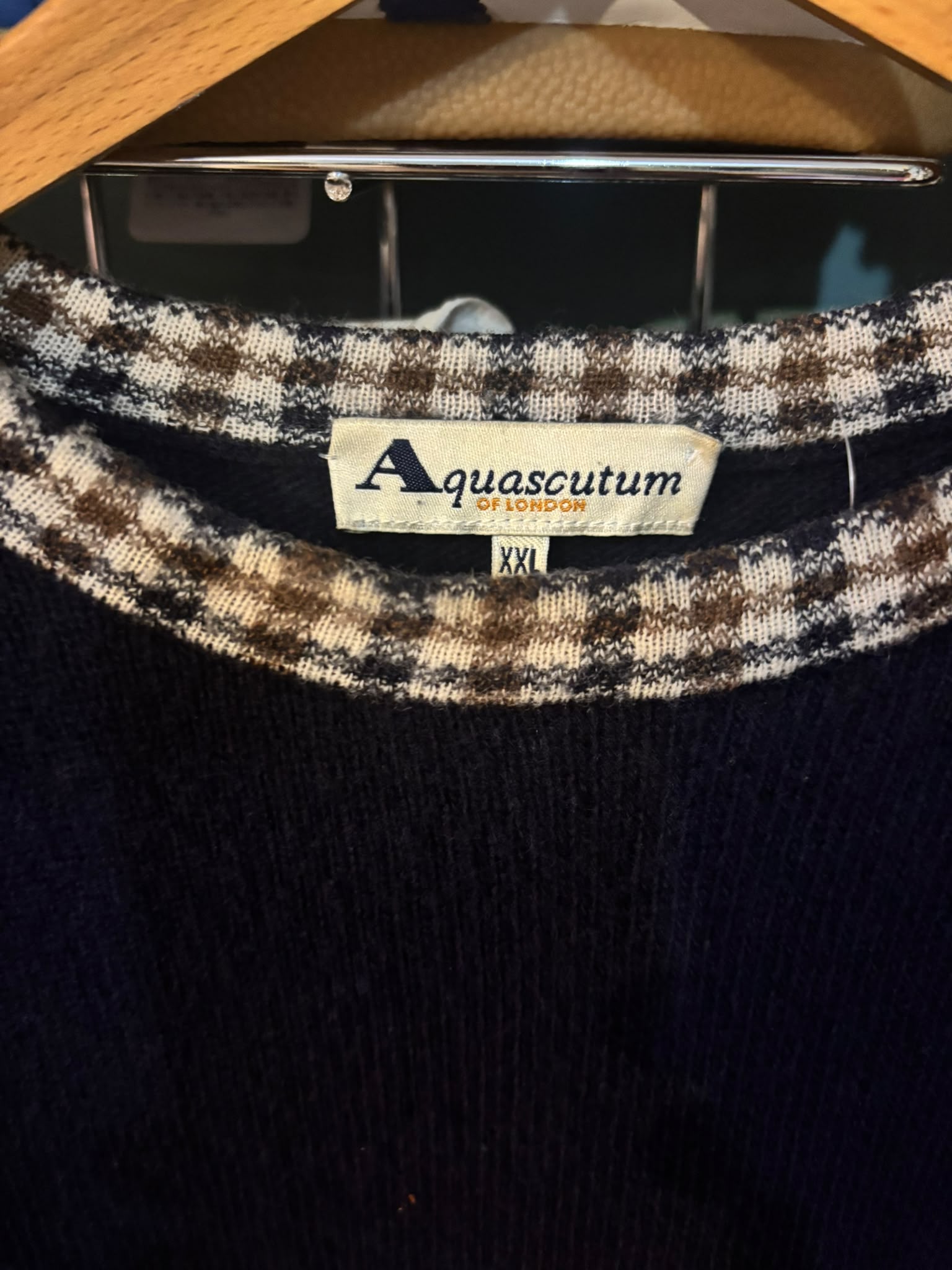 Aquascutum of London Wool Crew Neck Knit Navy - Neck Label