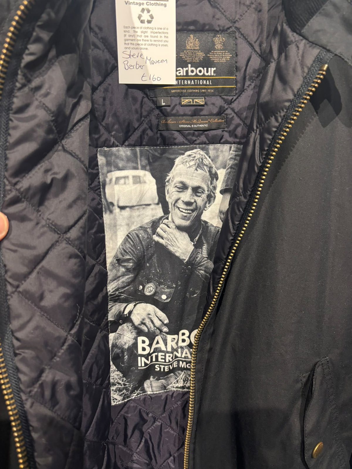 Barbour International Steve McQueen Merchant Waxed Cotton Jacket – Size L (MWX0465BK11)