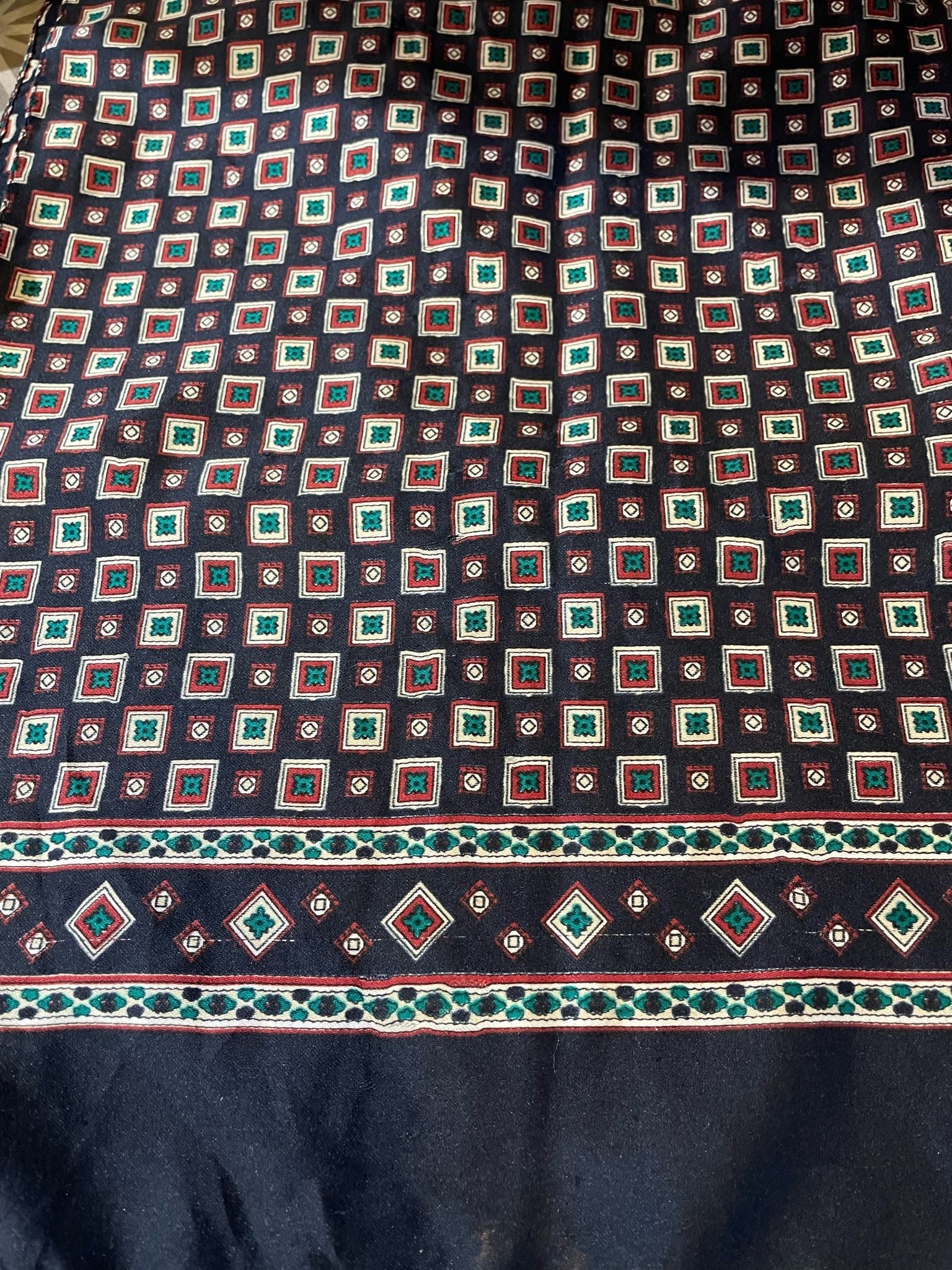 Vintage Patterned Silk Scarf