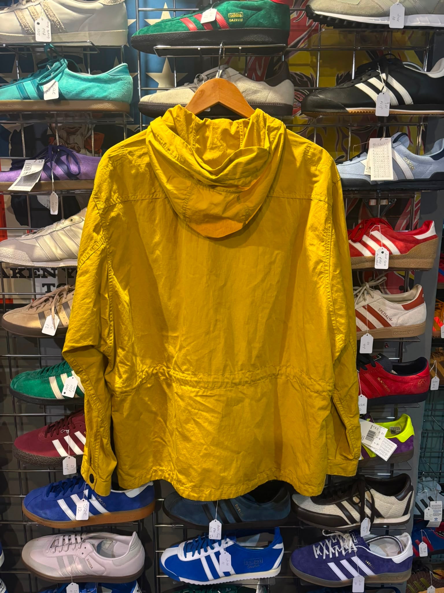 Stone Island Yellow Hooded Smock Jacket - Back view on hanger