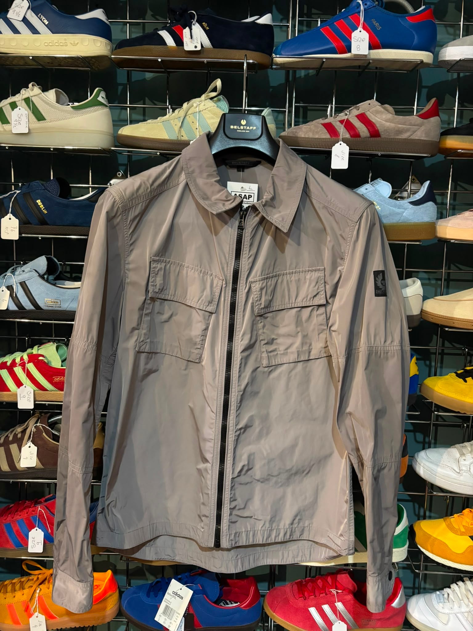 Belstaff Lightweight Overshirt Jacket Stone Grey - care label