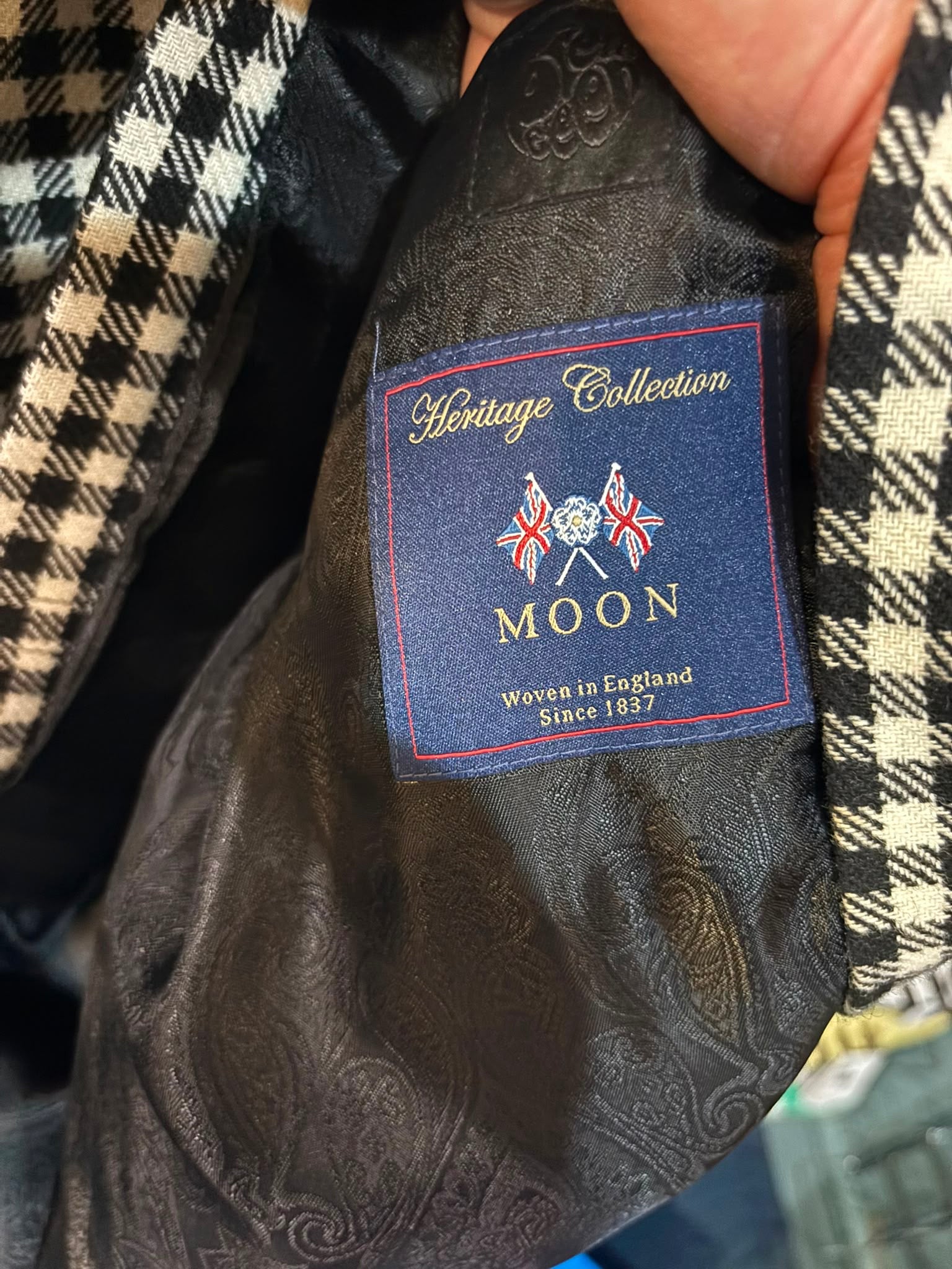 Pretty Green Black Label x Abraham Moon Gingham Wool Zip Jacket - Abraham Moon Heritage Collection woven label