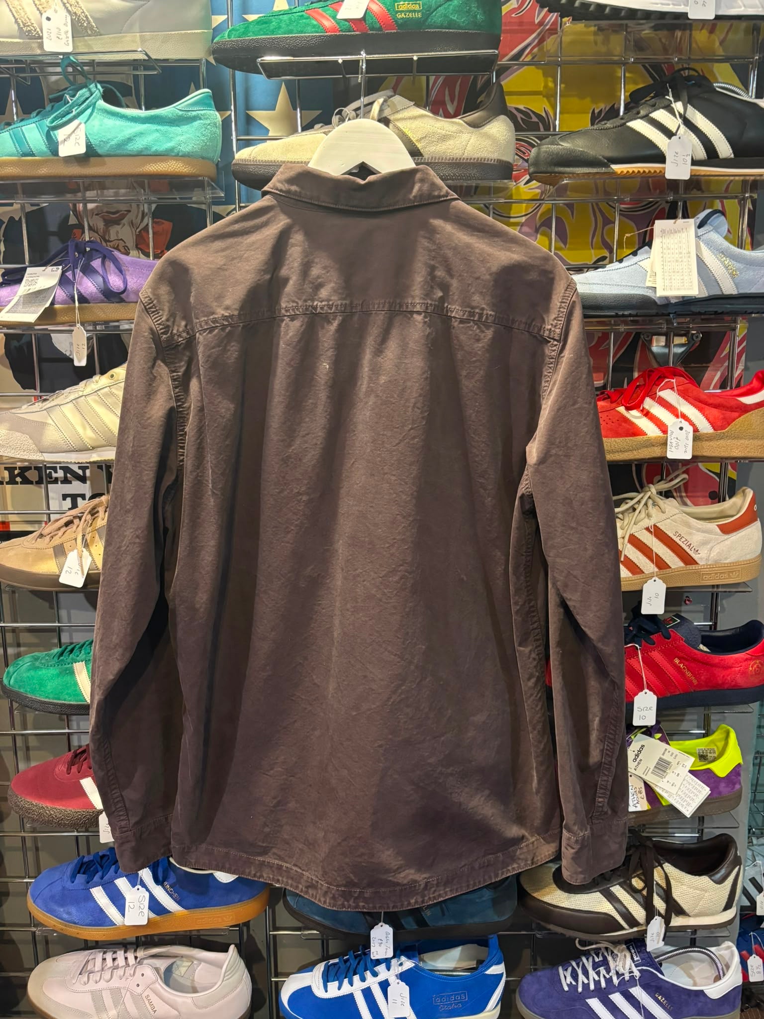 Stone Island Dark Brown Zip-Through Overshirt Jacket XL - Back view on hanger