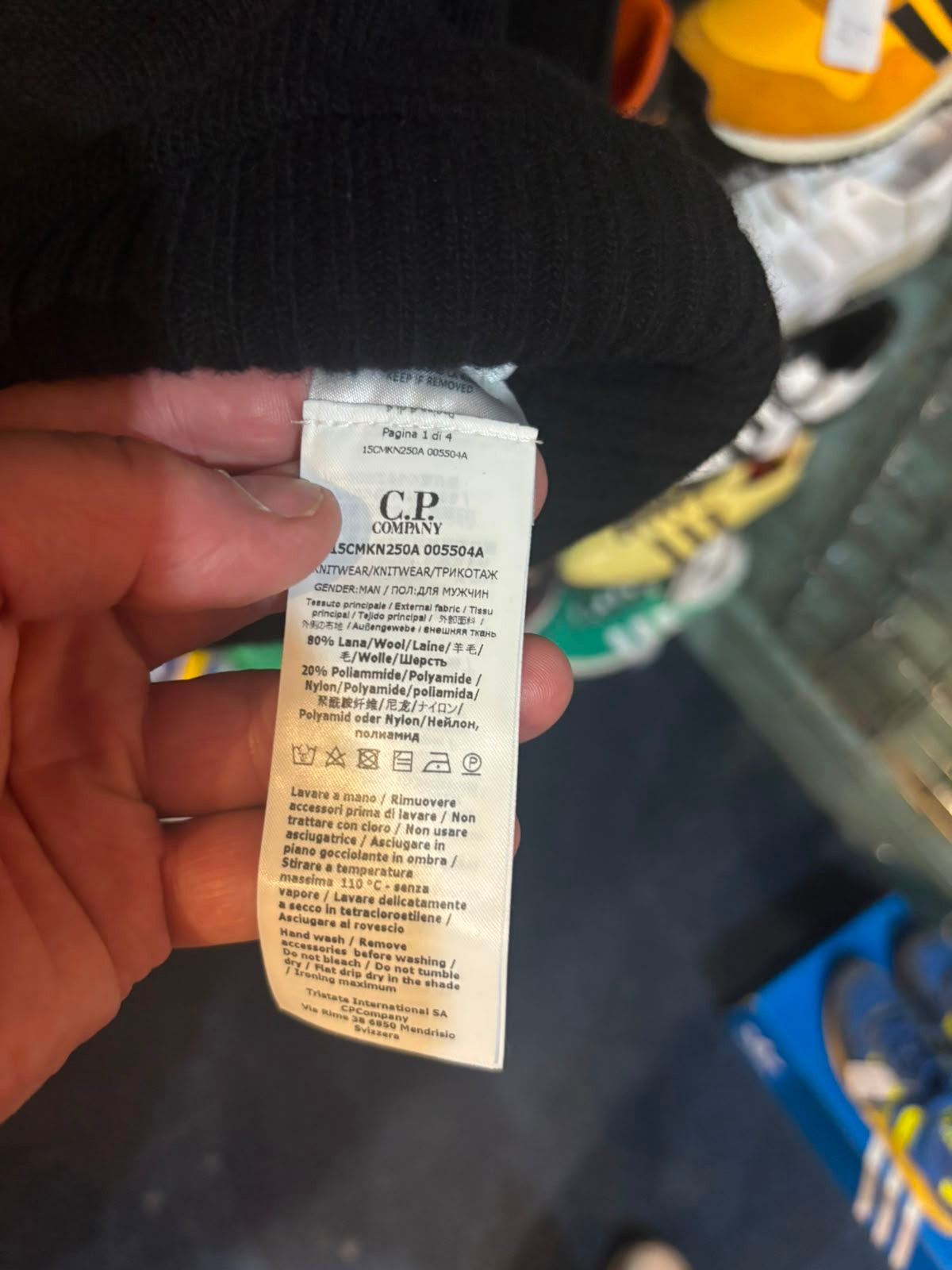C.P. Company Wool Blend Cardigan Black - Label