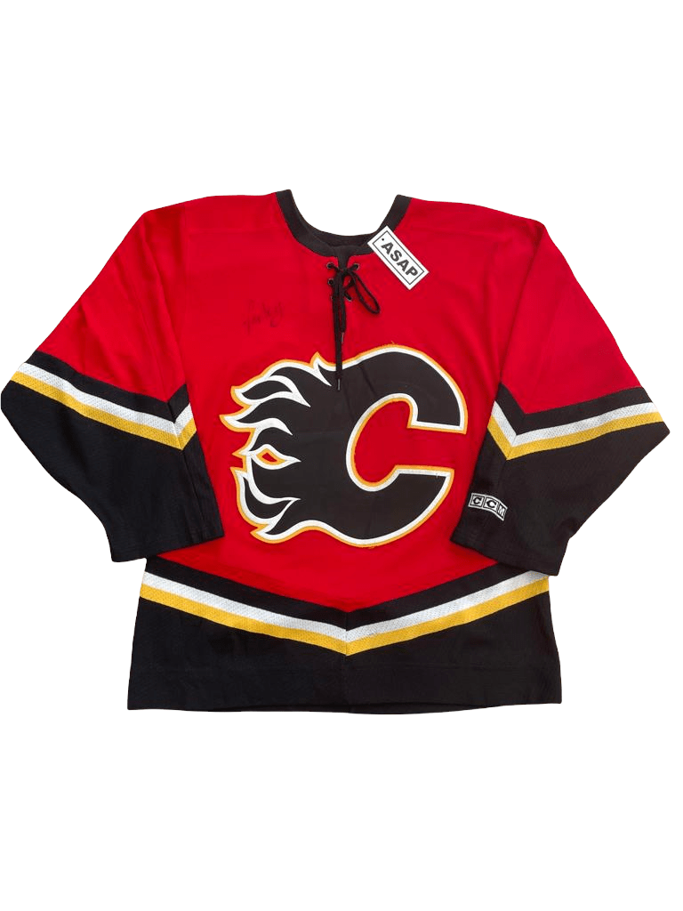 Reebok, Shirts, Calgary Flames On Ice Authentic Reebok Hockey Jersey
